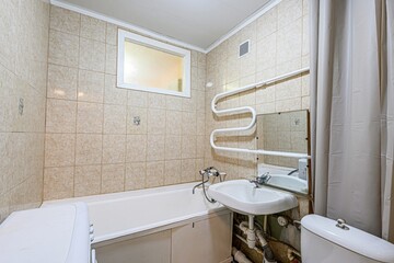 interior apartment room bathroom, sink, decorative elements, toilet. WC, sanitary unit, wash room