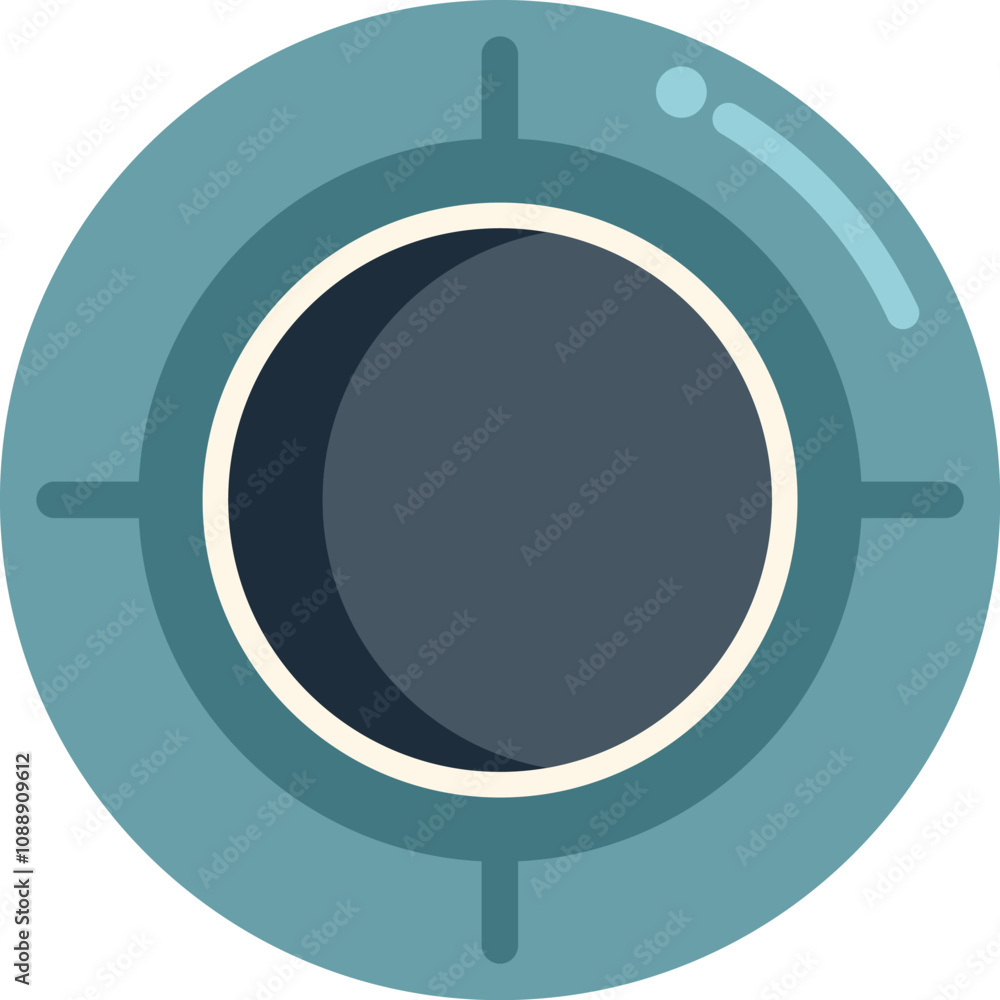 Aufkleber round spaceship window is showing a planet in space, simple illustration