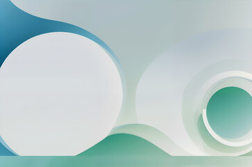 Abstract modern design with overlapping circular shapes and a greenish-blue gradient background. Generative AI