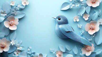 frame with flowers and butterflies