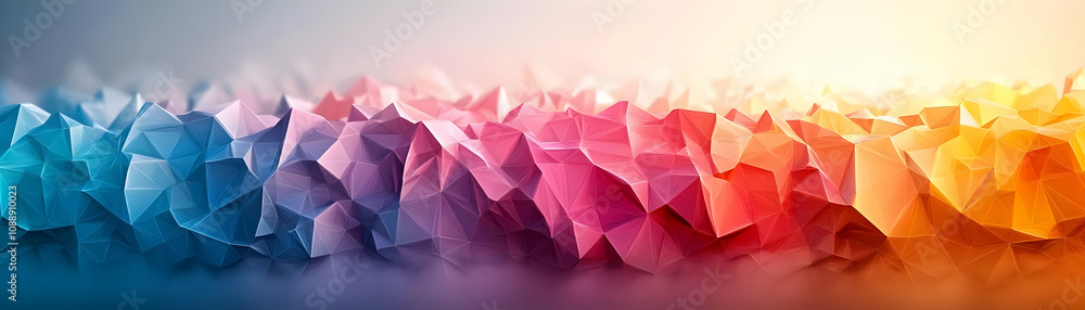 Poster abstract geometric background with low poly triangular shapes and vibrant colors