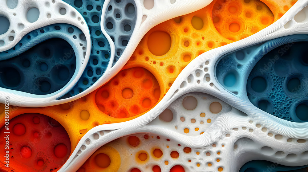Poster abstract background with colorful organic shapes and intricate patterns