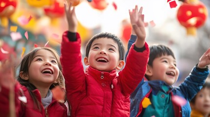 Children celebrating traditional chin festival in a vibrant outdoor setting joyful expressions and cultural significance