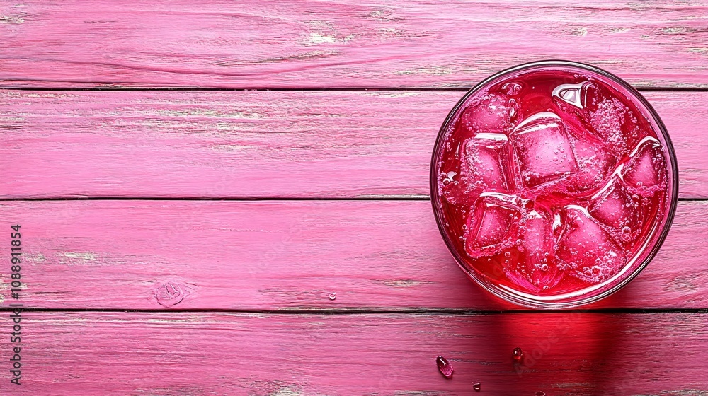 Poster 45-degree topview isolated on background a unique dragon fruit soda with vibrant magenta juice layer