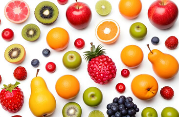 Fruits on a white background