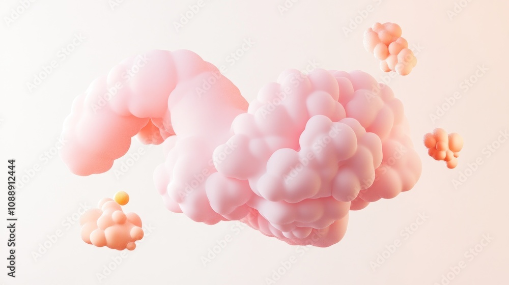Aufkleber abstract pink cloud shapes floating in a soft gradient background.