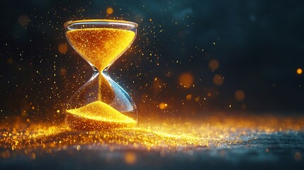 Glowing Golden Hourglass Symbolizing Successful Marketing Campaign