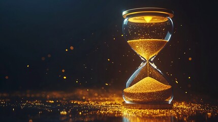 Glowing Golden Hourglass Symbolizing Time and Marketing Campaign Success