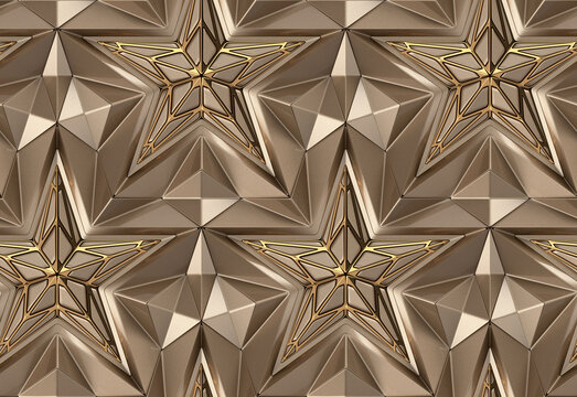 Intricate 3D Geometric Star Pattern for Modern Wallpaper Design