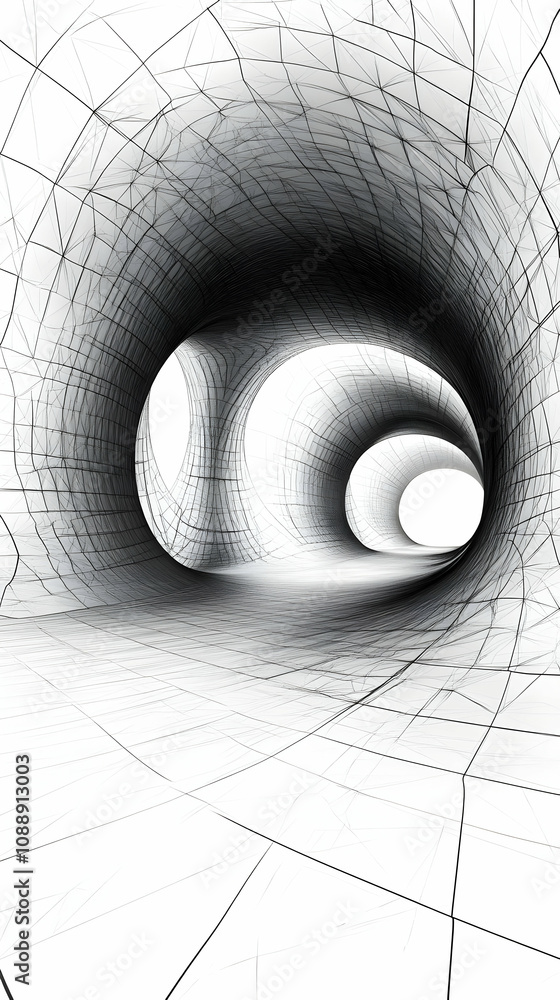 Poster abstract 3d tunnel interior with grid structure