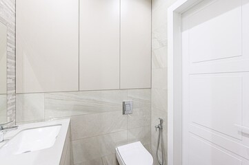 interior apartment room bathroom, sink, decorative elements, toilet. WC, sanitary unit, wash room