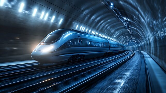 Advanced hyperloop system racing through underground tunnel photos