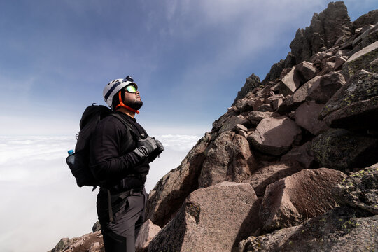 Climber on La Malinche Volcano in Mexico's Majestic Landscape