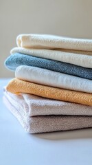 Close-Up of Folded Fabric Swatches in Various Colors