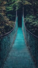 Suspension Bridge Through Lush Green Jungle