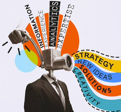 Creating new creative solutions. Art collage.