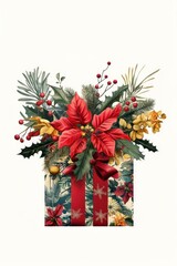 Christmas Flower Collage gift box christmas flower arrangement.