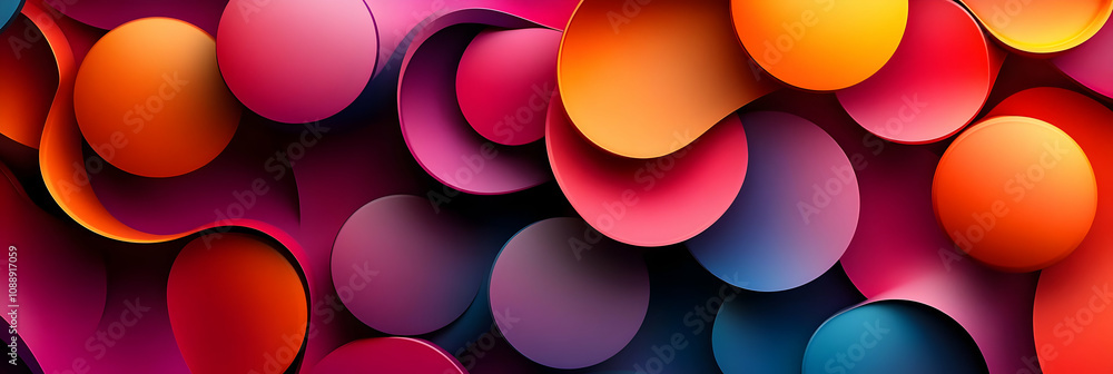 Poster abstract background with flowing shapes and curves in vibrant colors