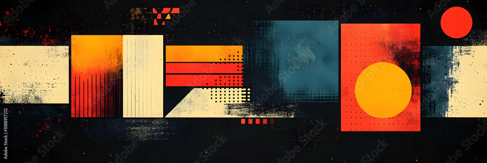 Poster abstract geometric background with colorful shapes and textures