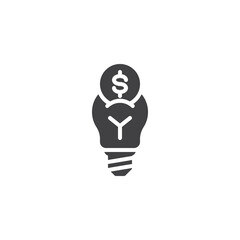 Light bulb with money vector icon
