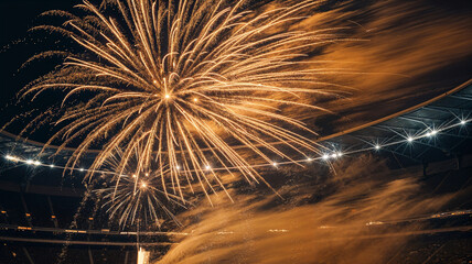 Fireworks Display Vibrant Bursts Stadium Event Night Sky Celebration