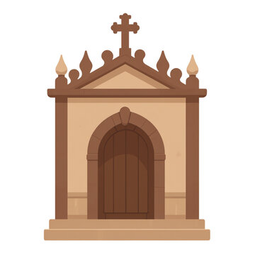 brown chapel building with cross clip art preview