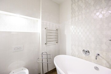 interior apartment room bathroom, sink, decorative elements, toilet. WC, sanitary unit, wash room