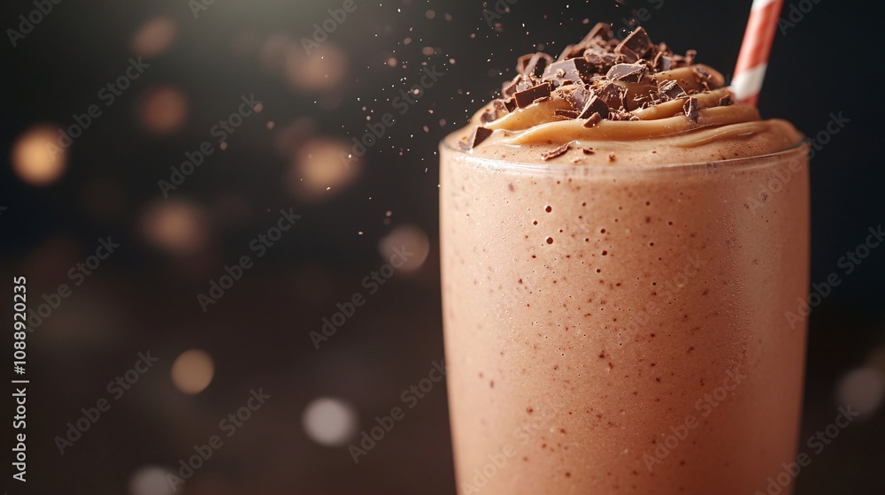 Poster 45-degree topview isolated on background a decadent chocolate smoothie with a rich brown splash acce