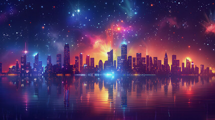 Fototapeta premium vibrant cityscape at night with energy efficient lighting eco friendly concept with a white accent, png