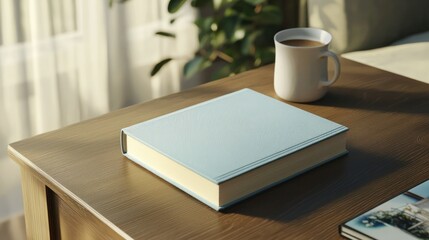 A realistic book mockup resting on a stylish desk, highlighting the cover design and spine