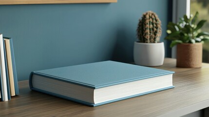 A realistic book mockup resting on a stylish desk, highlighting the cover design and spine
