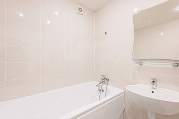 interior apartment room bathroom, sink, decorative elements, toilet. WC, sanitary unit, wash room