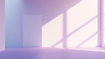 Minimalist art print on a soft lavender wall, enhancing tranquility in a serene interior space, perfect for modern decor and calming atmospheres.