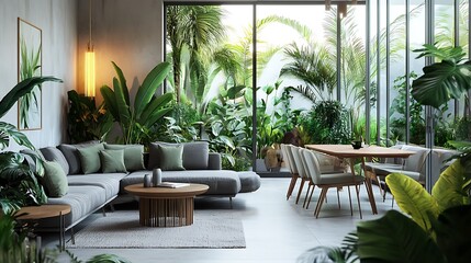 Obraz premium Luxurious Bedroom and Bathroom Interiors with Stylish Decor Elements, Modern Cityscape Views, and Elegant Design Accents