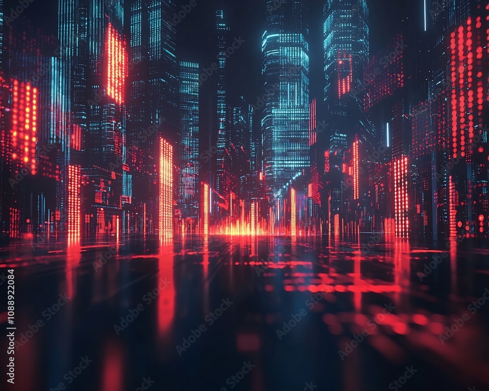 Poster futuristic financial exchange with flowing data streams connecting global business network