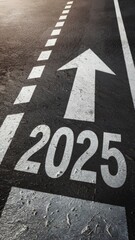 Symbolic Road Marking with Arrow and 2025 for Progress and Growth Generative AI