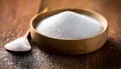 white sugar on wooden surface