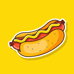Illustration of sticker hotdog cartoon design