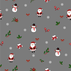 Festive pattern, Christmas elements and decor on a dark gray background. Beautiful vector illustration for christmas packaging, cover, sticker
