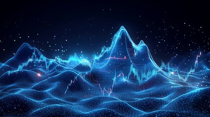 Futuristic glowing mountain ranges hologram technology visualization picture