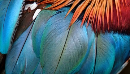 close up texture of vibrant mandarin duck feathers
