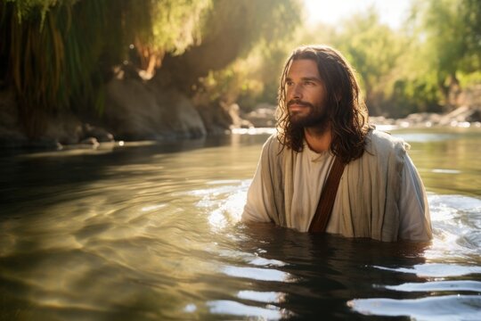 Baptism Jesus Christ Jordan River portrait.