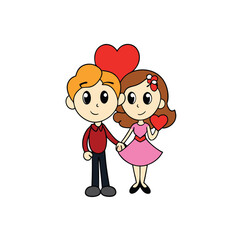 Happy Valentine's Day Couple Vector Illustration

