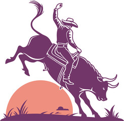 Rodeo Cowboy Logo - Gradient Vector Design in EPS