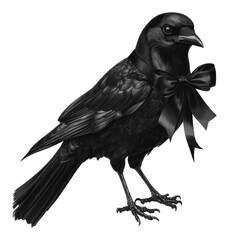 Fototapeta premium PNG Black crow in a bow tie standing gracefully
