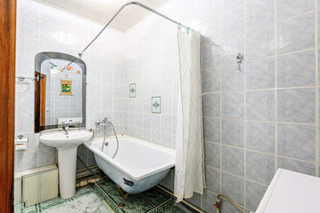interior apartment room bathroom, sink, decorative elements, toilet. WC, sanitary unit, wash room