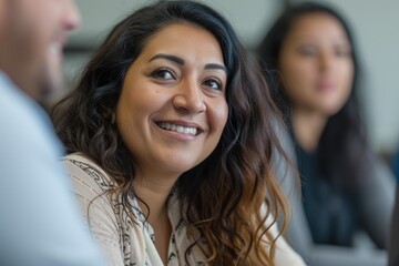 Team brainstorming session in a modern office setting