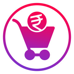 order processing, shopping cart with rupee icon