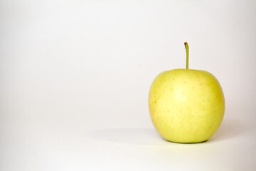 Yellow apple on white background. One apple print set, wall art