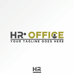 Logo design graphic concept creative premium vector stock image graphic word text HR Office body silhouette hire people Relate human resource monogram